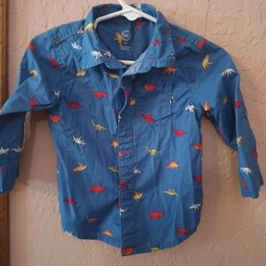 Wonder Nation blue long sleeved Dinosaur button down shirt boys size 12 months